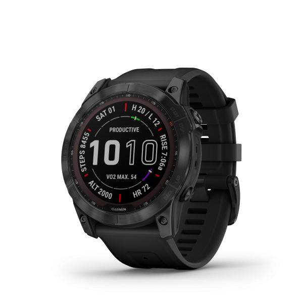 GARMIN Fenix 7X Sapphire Solar, Schwarzes DLC-Titan mit schwarzem Armband, 51mm (010-02541-23)